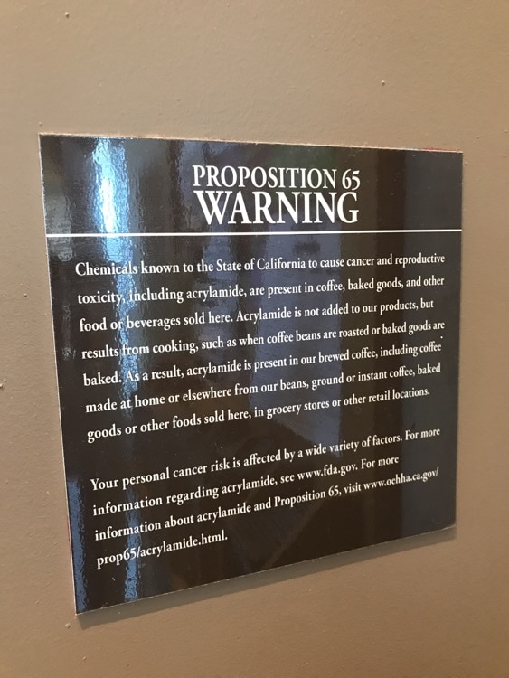 coffee warning California