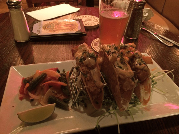 Heartland Brewery fish tacos